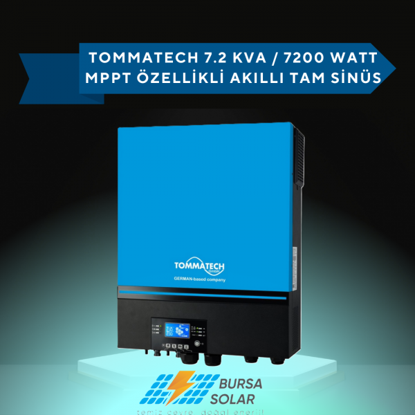 Tommatech 7.2 KVA / 7200 Watt MPPT Özellikli Akıllı Tam Sinüs İnverter Tommatech 7.2 KVA / 7200 Watt MPPT Özellikli Akıllı Tam Sinüs İnverter