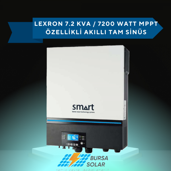 Lexron 7.2 KVA / 7200 Watt MPPT Özellikli Yüksek Voltaj Akıllı Tam Sinüs İnverter Lexron 7.2 KVA / 7200 Watt MPPT Özellikli Yüksek Voltaj Akıllı Tam Sinüs İnverter