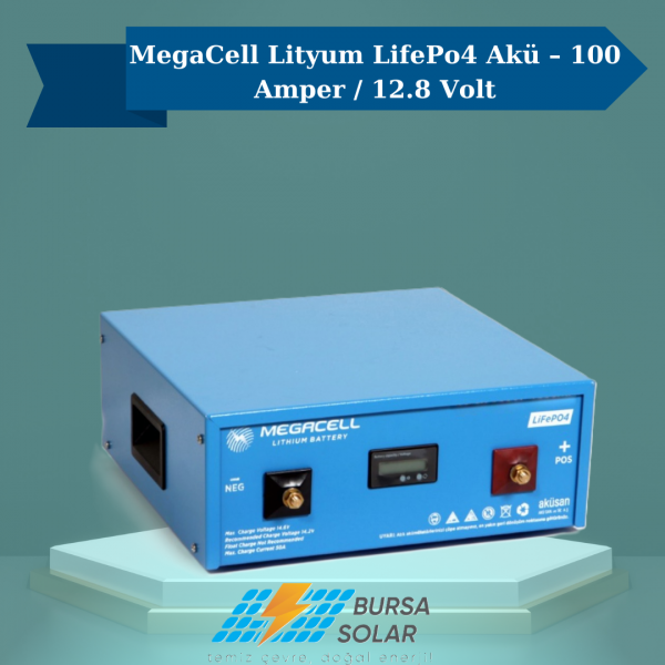 MegaCell Lityum LifePo4 Akü – 100 Amper / 12.8 Volt