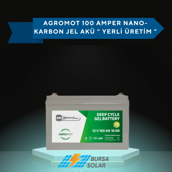 Agromot 100 Amper Nano-Karbon Jel Akü Yerli Üretim