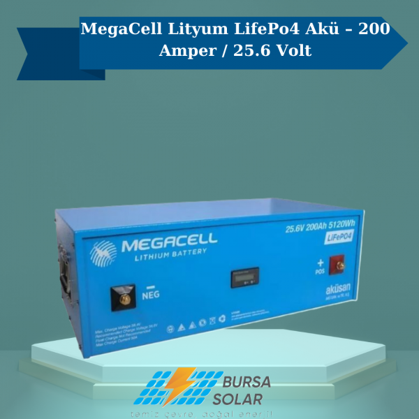 MegaCell Lityum LifePo4 Akü – 200 Amper / 25.6 Volt MegaCell Lityum LifePo4 Akü – 200 Amper / 25.6 Volt