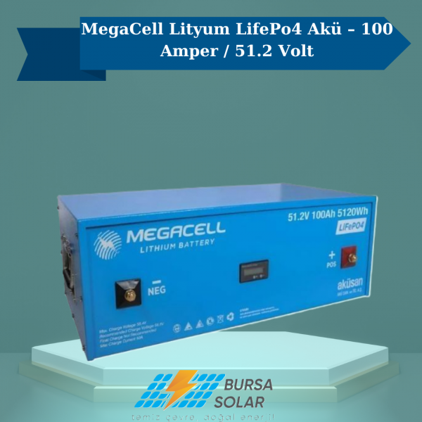 MegaCell Lityum LifePo4 Akü – 100 Amper / 51.2 Volt